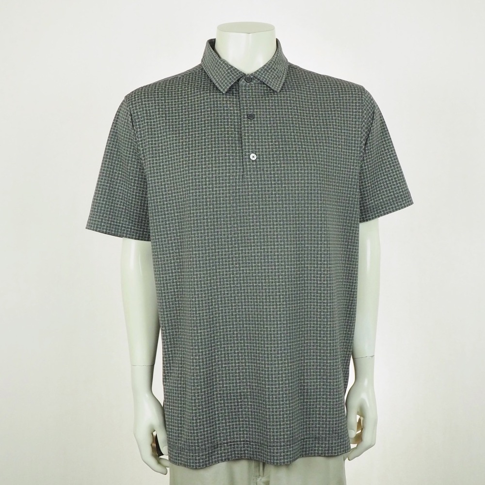 FootJoy FJ Golf Polo Shirt Mens Large Gray Geometric Performance Stretch Blend